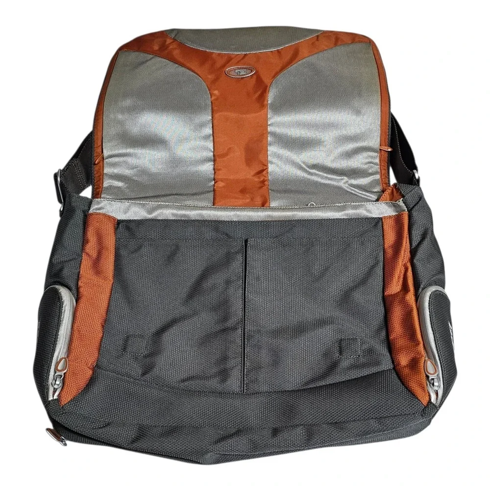 Tumi Ducati Corse Messenger Bag Laptop Crossbody Shoulder Travel Gray Orange